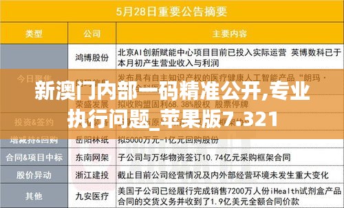 新澳門內部一碼精準公開,專業執行問題_蘋果版7.321