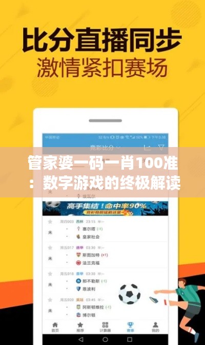 管家婆一碼一肖100準：數(shù)字游戲的終極解讀