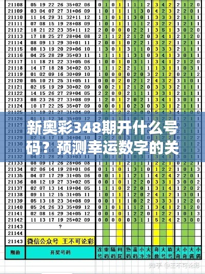 新奧彩348期開什么號碼？預測幸運數(shù)字的關(guān)鍵
