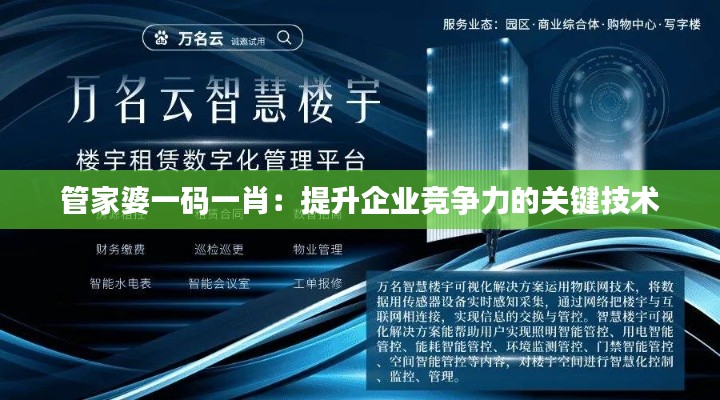 管家婆一碼一肖：提升企業競爭力的關鍵技術