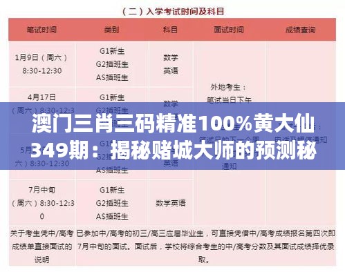 澳門三肖三碼精準100%黃大仙349期：揭秘賭城大師的預測秘籍