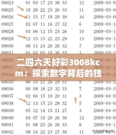 二四六天好彩3008kcm：探索數字背后的獨特魅力與深刻感悟