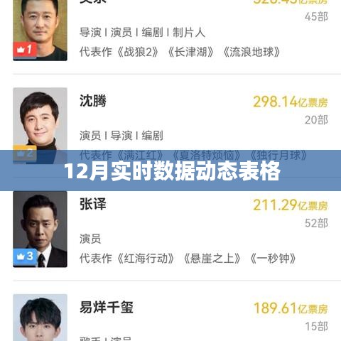 實時數(shù)據(jù)動態(tài)表格，12月最新數(shù)據(jù)概覽