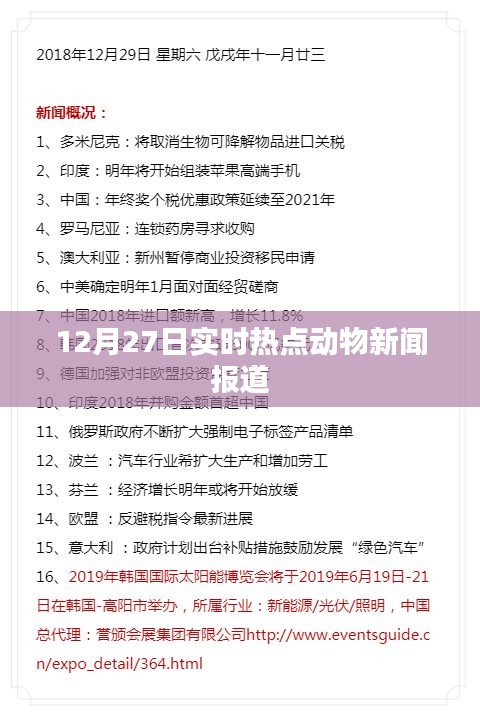 12月27日動(dòng)物新聞熱點(diǎn)概述