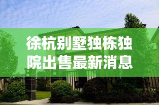 徐杭別墅獨棟獨院出售最新消息：徐杭區(qū)在哪里 