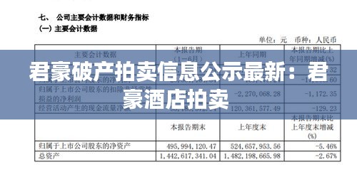 君豪破產拍賣信息公示最新：君豪酒店拍賣 