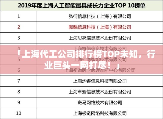 「上海代工公司排行榜TOP未知，行業巨頭一網打盡！」