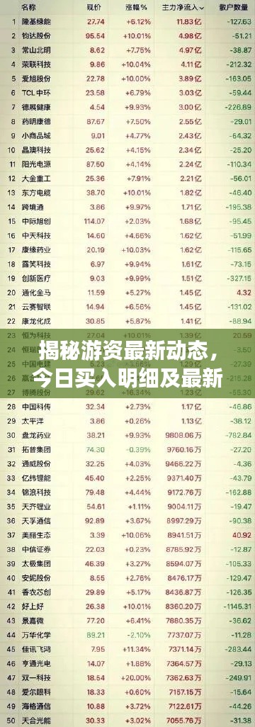 揭秘游資最新動態，今日買入明細及最新投資動態（附詳細解讀）