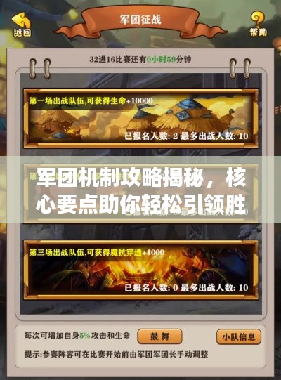 軍團機制攻略揭秘，核心要點助你輕松引領勝利！