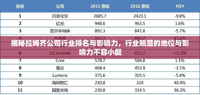 揭秘拉姆齊公司行業(yè)排名與影響力，行業(yè)翹楚的地位與影響力不容小覷