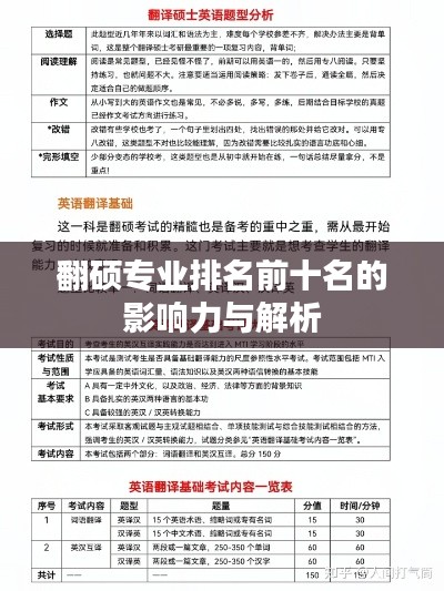 翻碩專業排名前十名的影響力與解析