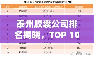 泰州膠囊公司排名揭曉，TOP 10企業(yè)榜單重磅出爐！