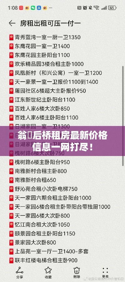 翁垟后橋租房最新價格信息一網打盡！
