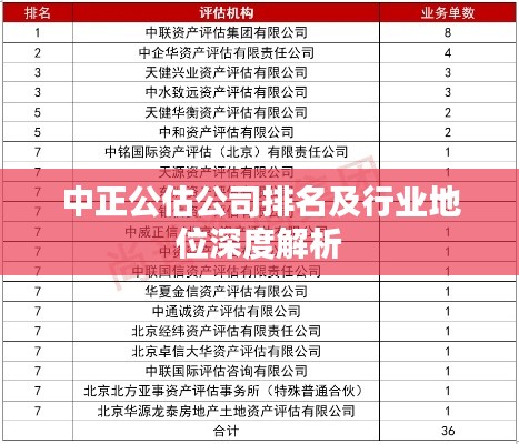 中正公估公司排名及行業地位深度解析