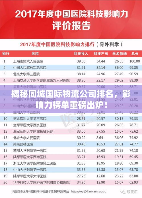 揭秘同城國際物流公司排名，影響力榜單重磅出爐！
