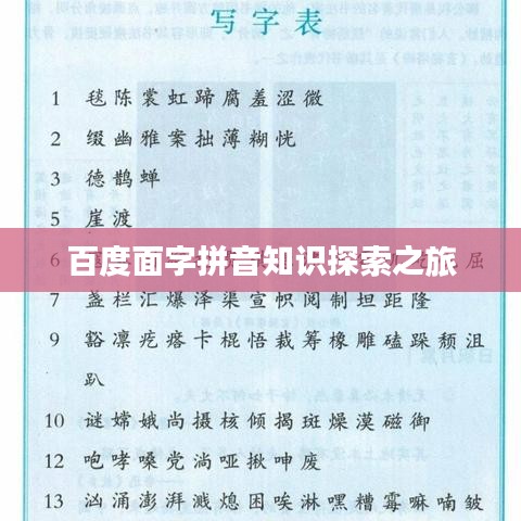 百度面字拼音知識(shí)探索之旅