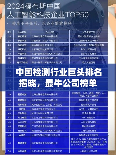 中國(guó)檢測(cè)行業(yè)巨頭排名揭曉，最牛公司榜單