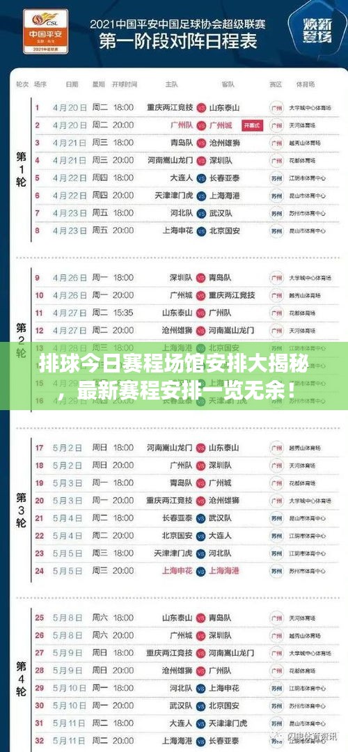 排球今日賽程場館安排大揭秘，最新賽程安排一覽無余！