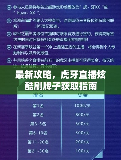 最新攻略，虎牙直播炫酷刷牌子獲取指南