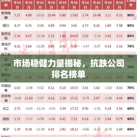 市場穩健力量揭秘，抗跌公司排名榜單