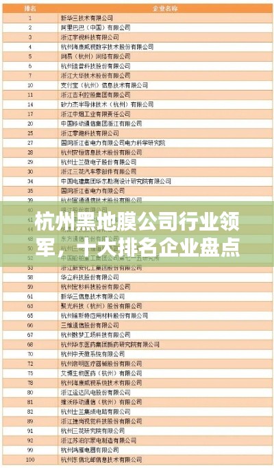 杭州黑地膜公司行業領軍，十大排名企業盤點