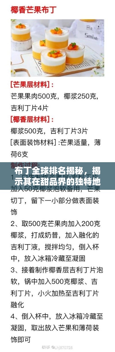 布丁全球排名揭秘，揭示其在甜品界的獨(dú)特地位